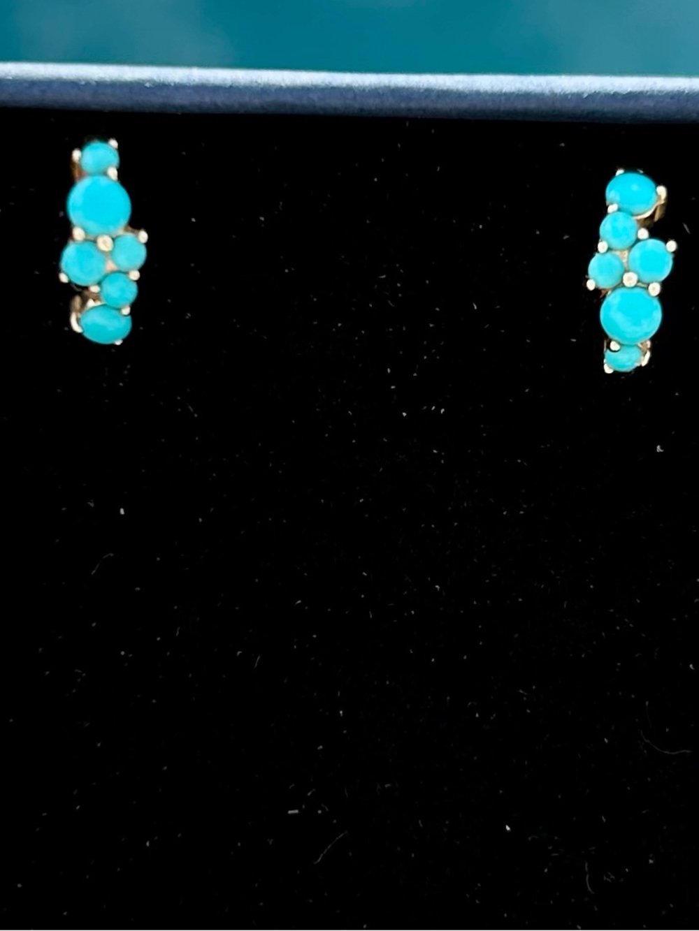 Sydney Evan 14k Gold Turquoise Huggies - Picture 4 of 6